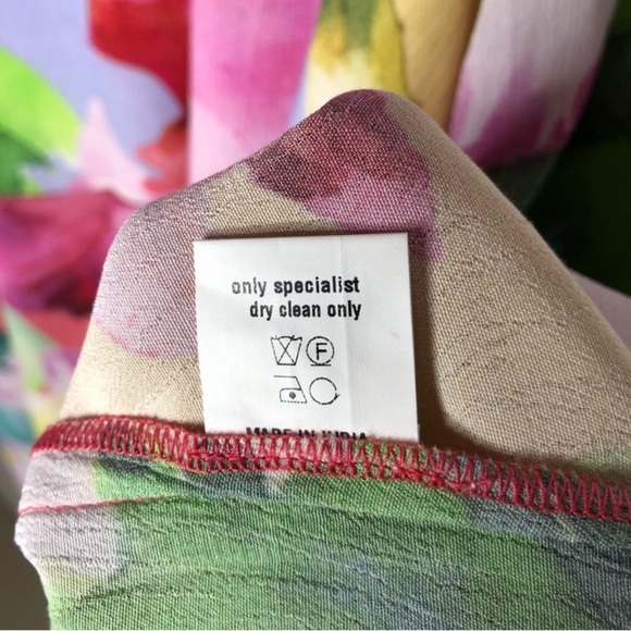 BL^NK LONDON X ANTHRO Ashleigh Trapeze Watercolor Floral Midi Dress Size XS - Picture 11 of 12